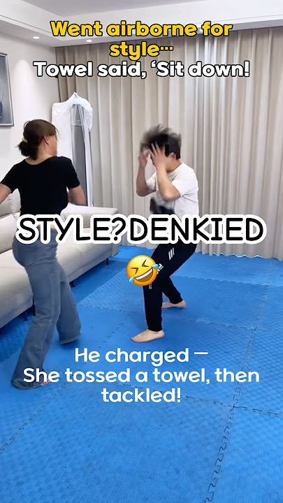 Tried a flying move… towel KO’d me 😂💥 #shorts