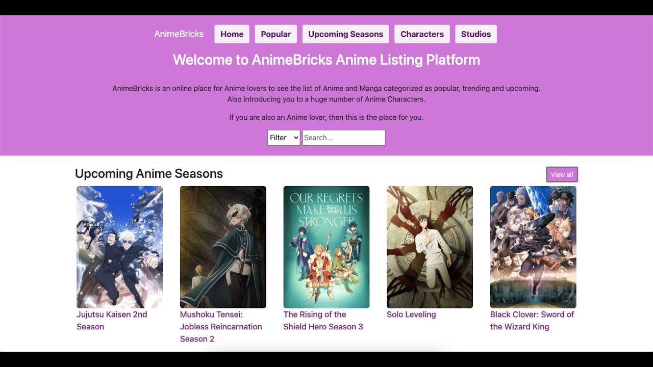 GitHub - ErickLimaS/anime-website: AniProject - Projeto de um site de animes,  mangas e filmes, feito em React e TypeScript.