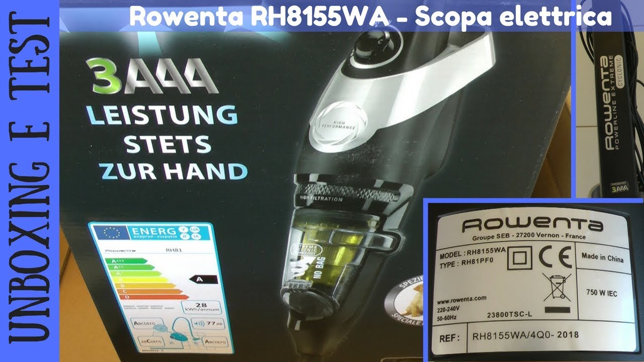  ROWENTA Scopa elettrica Rowenta PowerLine Cyclonic  (RH7937WA) senza sacco 750 W blu