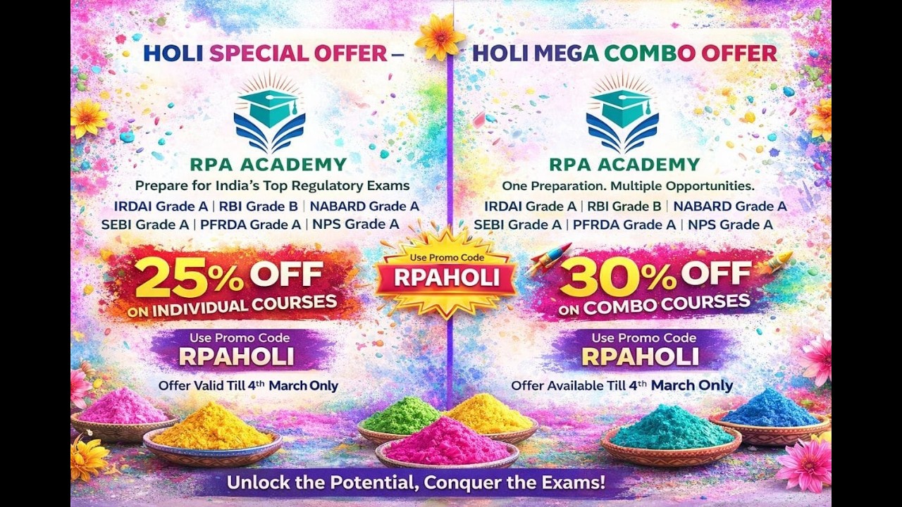 Holi Special Offer | 30% OFF Combo + 25% OFF Test Series & Mentorship | RPA Academy