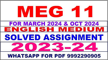 meg 11 solved assignment 2023-24 | meg 11 solved assignment in english 2023-2024 | meg 11 2024