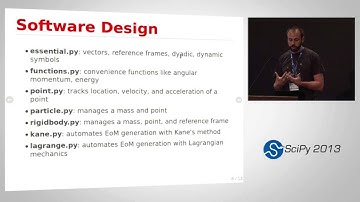 Dynamics with SymPy Mechanics; SciPy 2013 Presentation