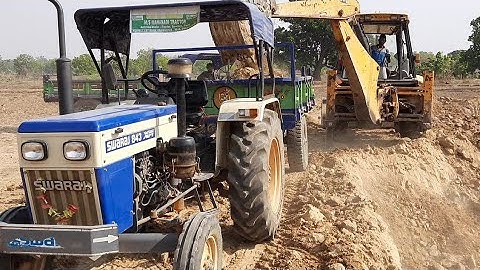 Jcb 3dx Backhoe Loader Machine Loading Soil On New Swaraj Tractors | All about Tractors and Jcb