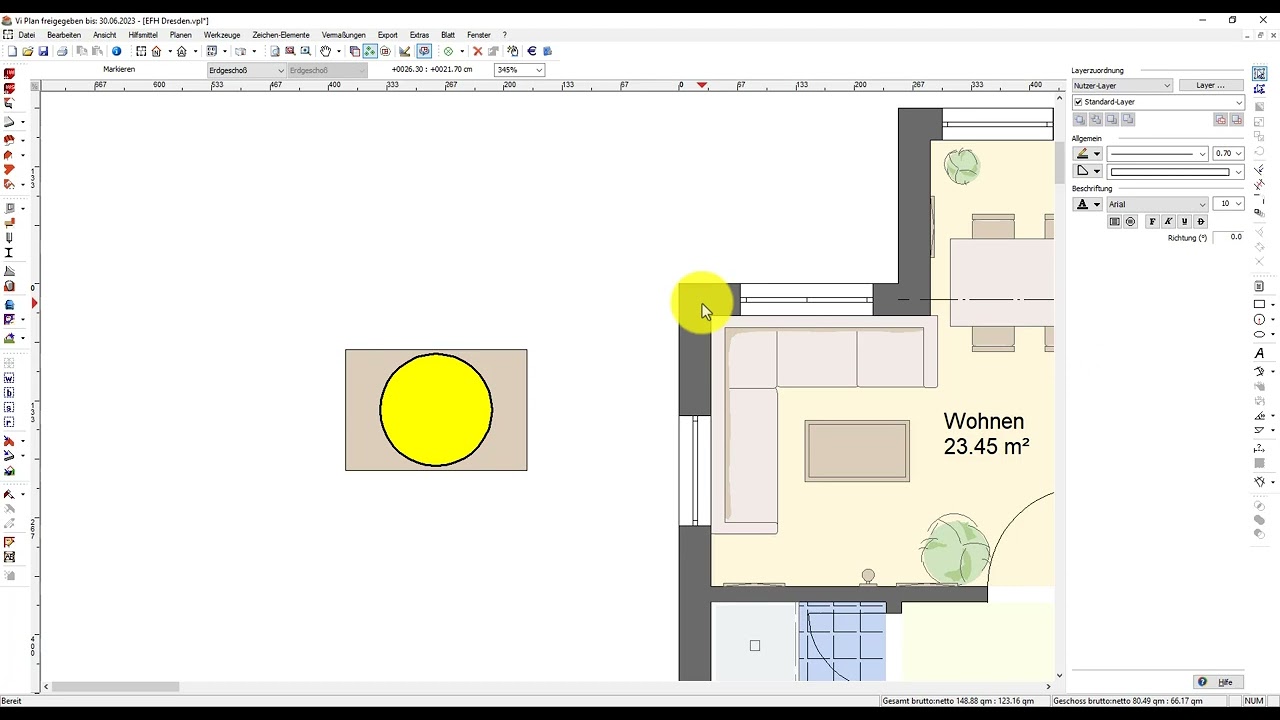 Vi - Zeichenelementeinstellungen Farbschlüsselanbindung
