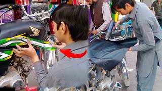 How To Ltionbike Fuel Tank With Black Wrappingcd70 Tanki Tapay Ltion Dark Black