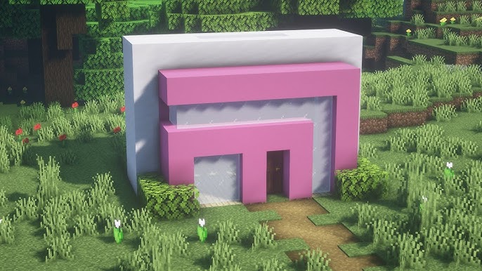 CASA ROSA MODERNA KAWAII MINECRAFT 