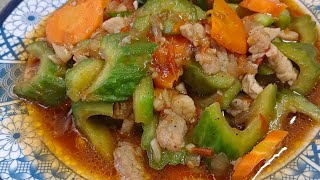 ampalaya and pork stir fry tender and juicy pork and vegetables