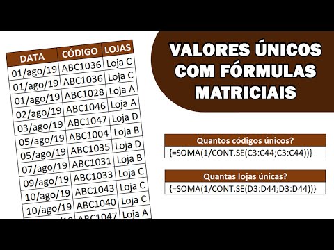FÓRMULAS MATRICIAIS - Contando VALORES ÚNICOS em uma TABELA
