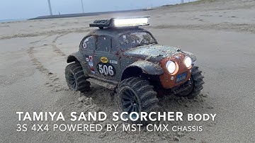 Tamiya Sand Scorcher powered by MST CMX beach run with sand paddles #tamiya #sandscorcher #mstcmx