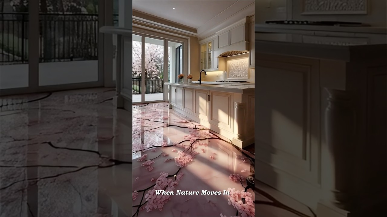 Luxurious Kitchen With A Cherry Blossom Epoxy Floor ✨ 