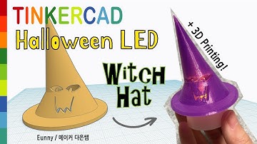 72) Halloween LED Witch Hat with Tinkercad + 3D printing  | 3D modeling how to make