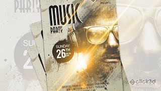 Music Party Poster Design in Photoshop | click3d