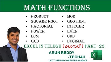 EXCEL IN TELUGU PART 23 - MATH FUNCTION