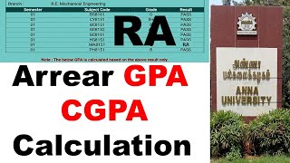 Anna University Arrear GPA CGPA calculation | how to calculate gpa for arrear students | arrear cgpa screenshot 4