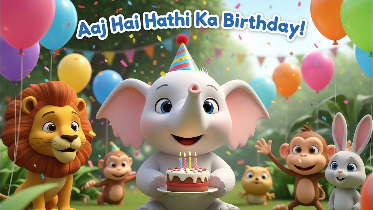 Aaj Hai Safed Hathi Ka Birthday 🎉 | Cute Animal Birthday Song | Kids Cartoon Song