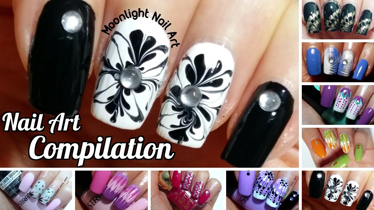 Easy Nail Ideas - Drag Dry Marble Compilation - YouTube