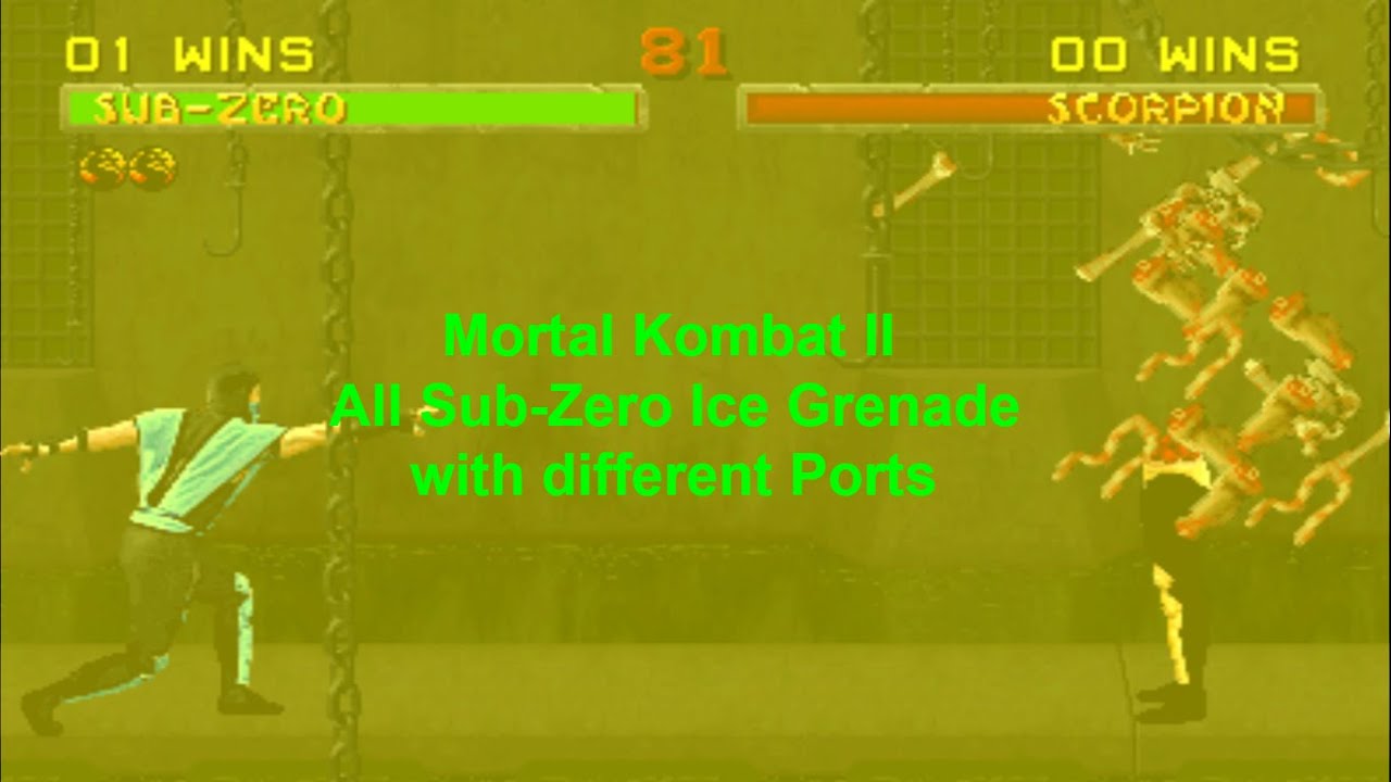 Mortal Kombat II - All Sub-Zero Ice Grenade with different Ports