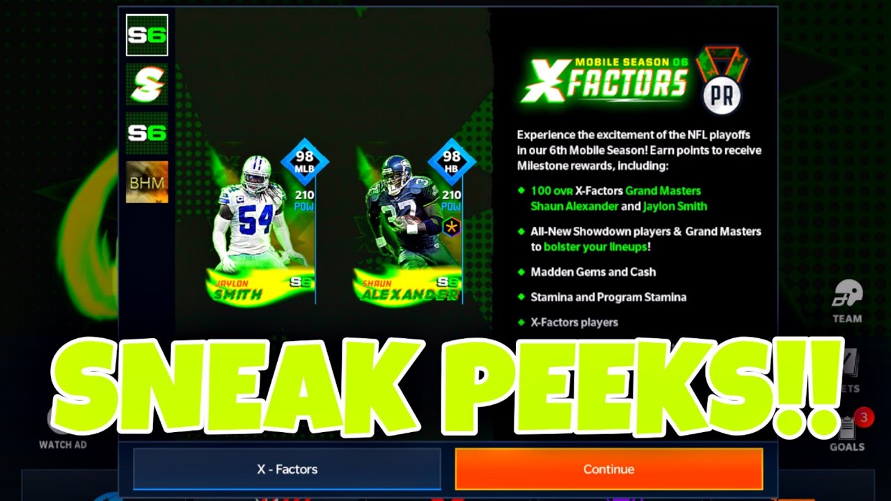 MOBILE SEASON 6 X-FACTORS FIELD PASS! *SNEAK PEEKS* Madden Mobile 21