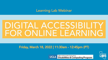 Digital Accessibility for Online Learning Webinar