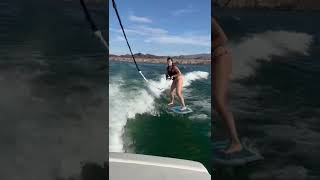 Jacqueline learned to wake surf