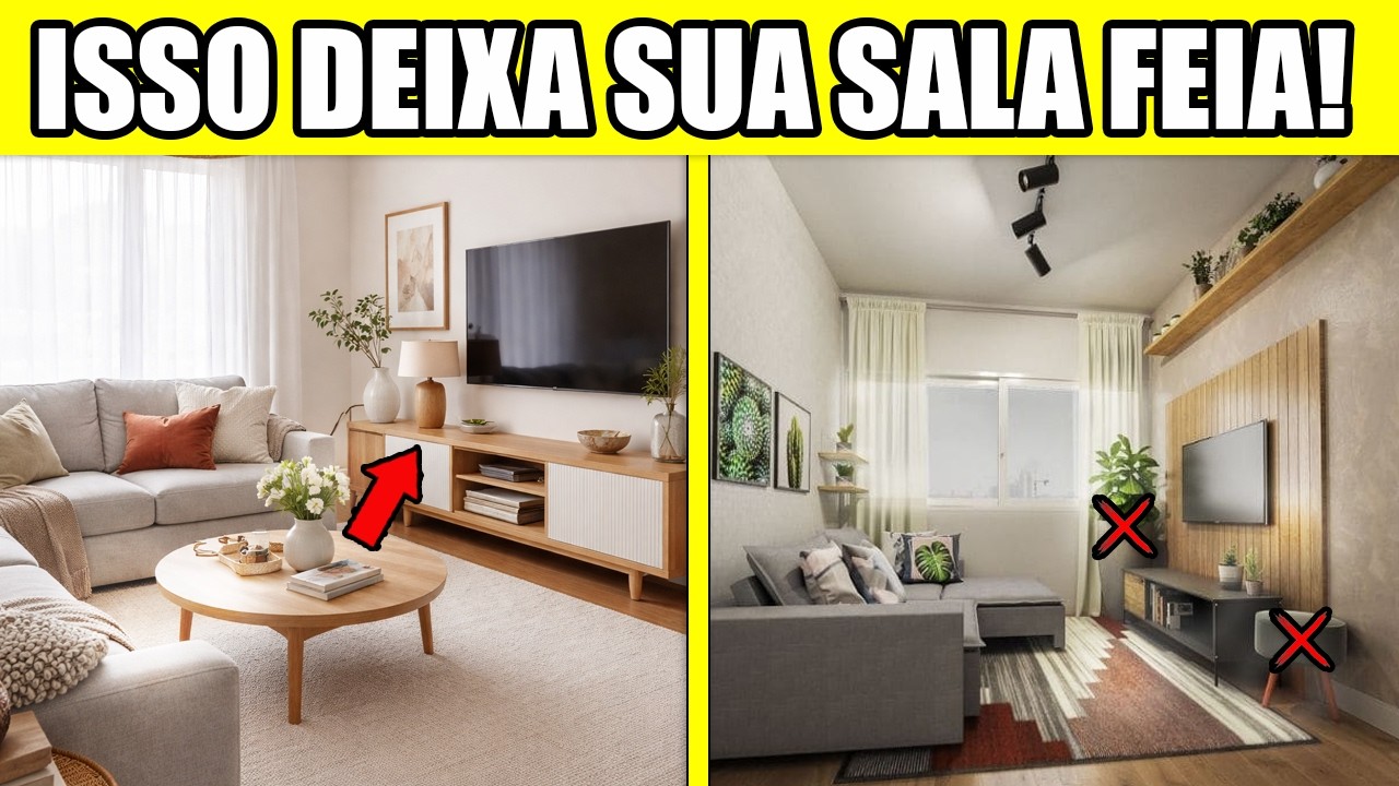10 ERROS COMUNS que ESTRAGAM a sala de estar (e você pode estar cometendo)!