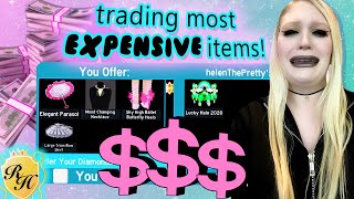 TRADING THE MOST EXPENSIVE ITEMS in ROYALE HIGH ?? TRADE Update 2020