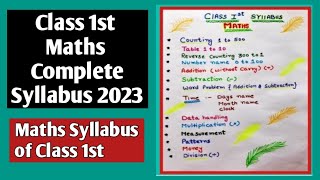 Class 1st Math Complete Syllabus 2023 {Math Syllabus 1st Class} CBSE & ICSE @kidslearningfun2013