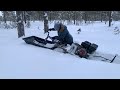 Как едет толкач по рыхлому снегу 60см /тестим средний мотобуксировщик в лесу