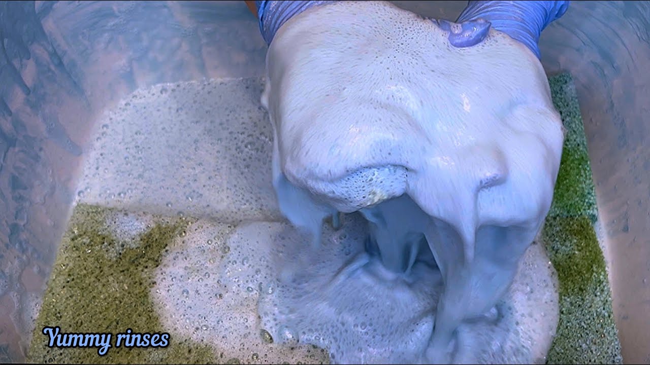 Rinsing sponge after “Bleach paste” with fabric softener, dishwashing