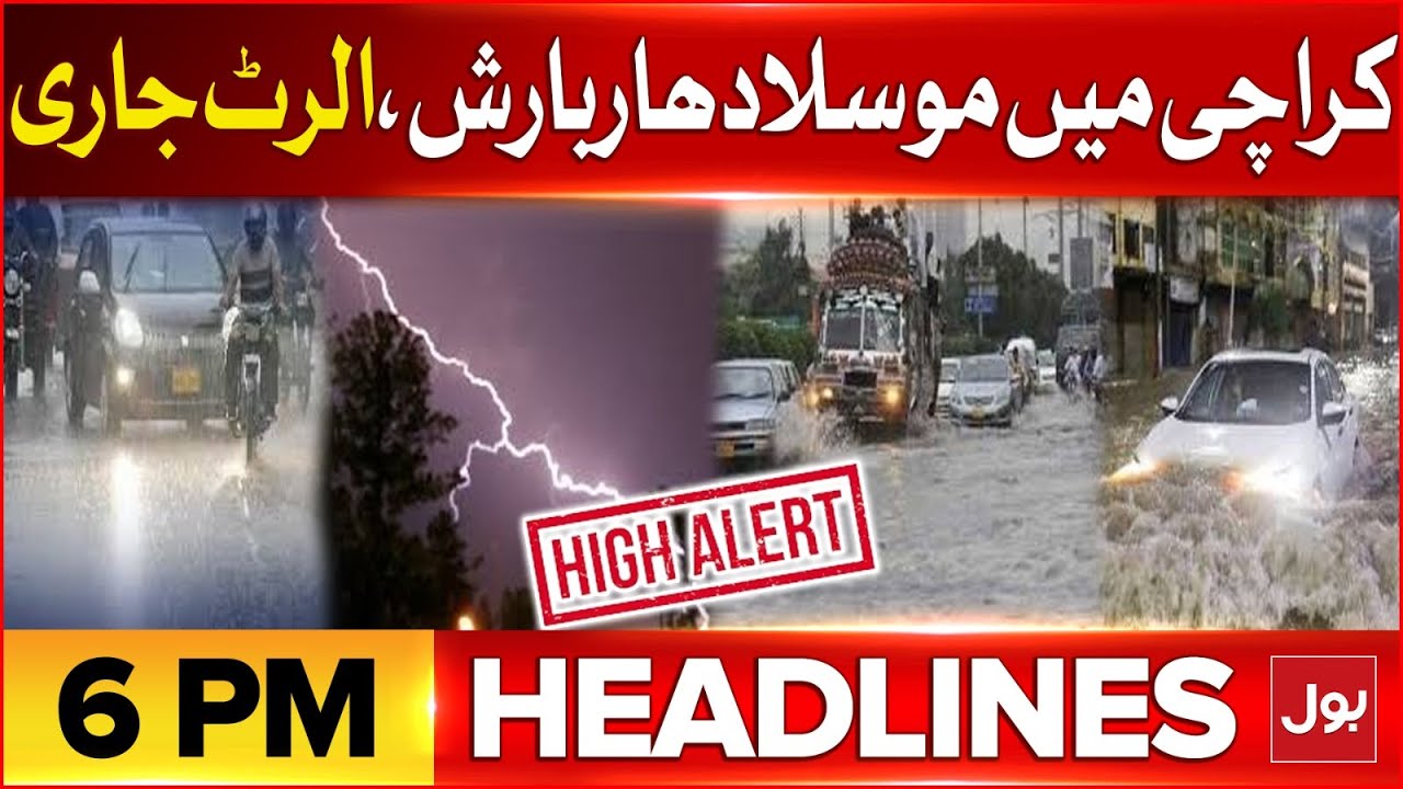 Rain In Karachi | Headline At 6 PM | Monsoon Entry | Karachi Weather ...