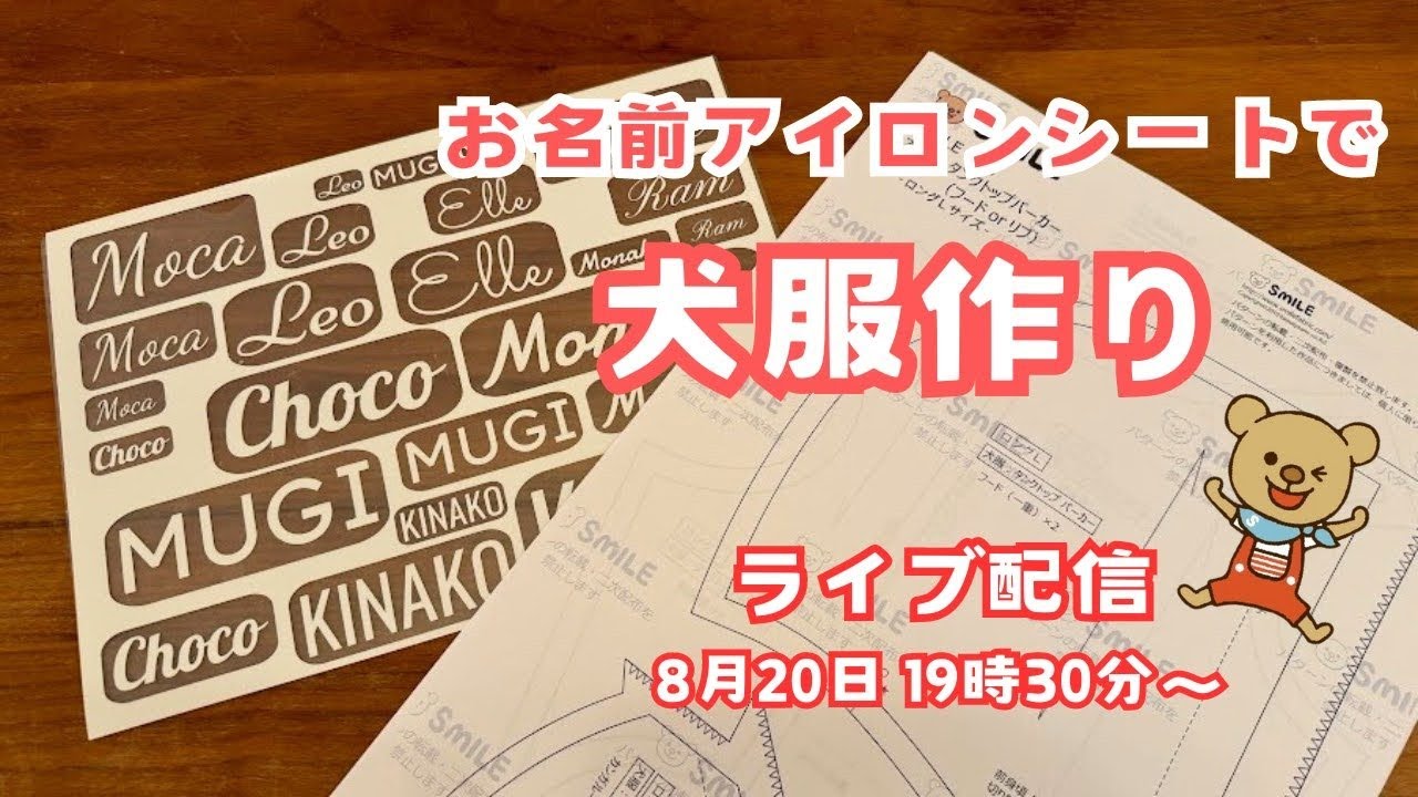 ミシンライブ】お名前アイロンシートで犬服作り - YouTube