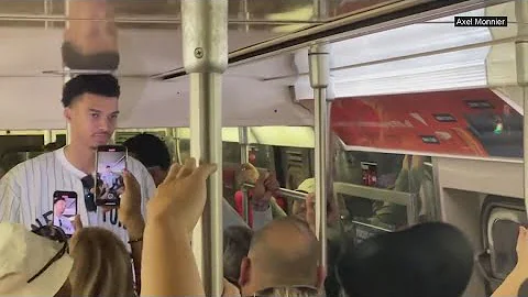 Victor Wembanyama rides the New York City subway
