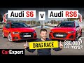 Audi RS6 v S6 Dragparison: Is the RS6 worth $60,000 extra? Drag race & sound tests!