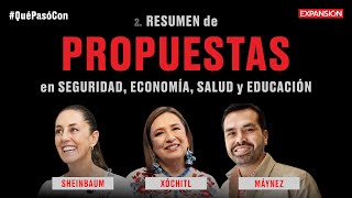 RESUMEN de PROPUESTAS de Sheinbaum, Gálvez y Máynez | #QuePasóCon Los presidenciables (2° PARTE)
