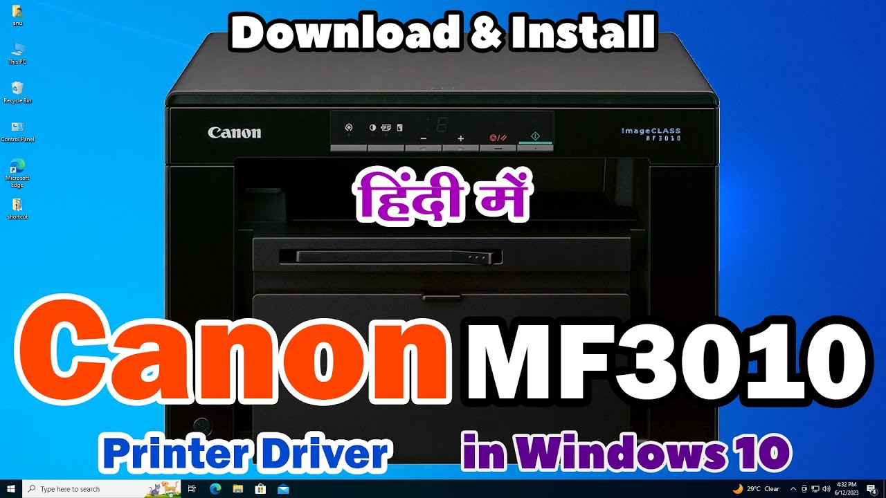 How to Download  Install Canon MF3010 Printer Driver in Windows 10 PC or Laptop   Hindi