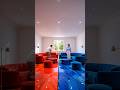THIS RED & BLUE FLOOR LOOKS ILLEGAL 😨❤️💙 Luxury Epoxy Room Makeover #epoxyfloor #shorts #home