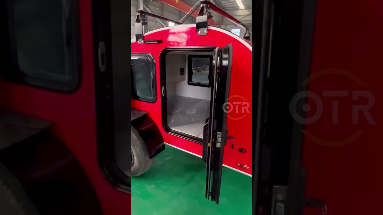 Nice color red Comma CC teardrop camper mini trailer