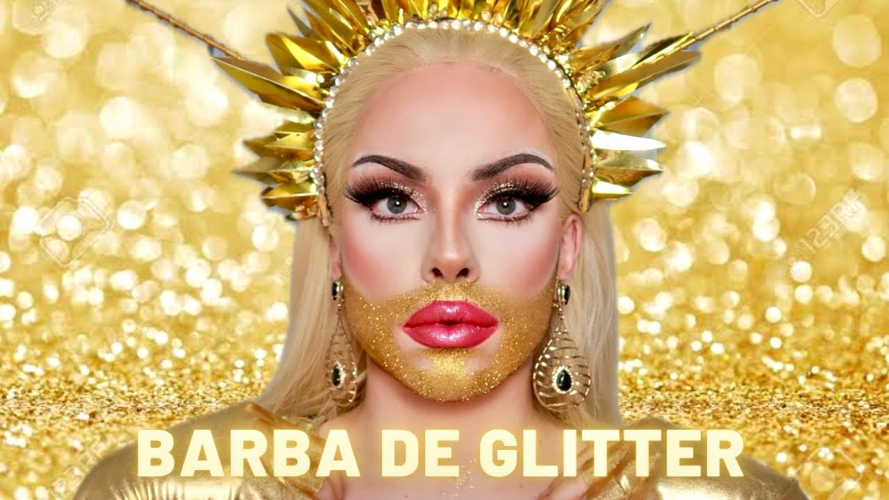 COMO FAZER BARBA DE GLITTER + tutorial olhos fáceis drag queen