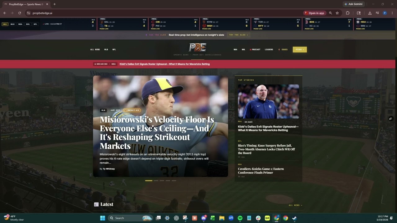 PropBetEdge.ai — Free live sports news scored for prop impact