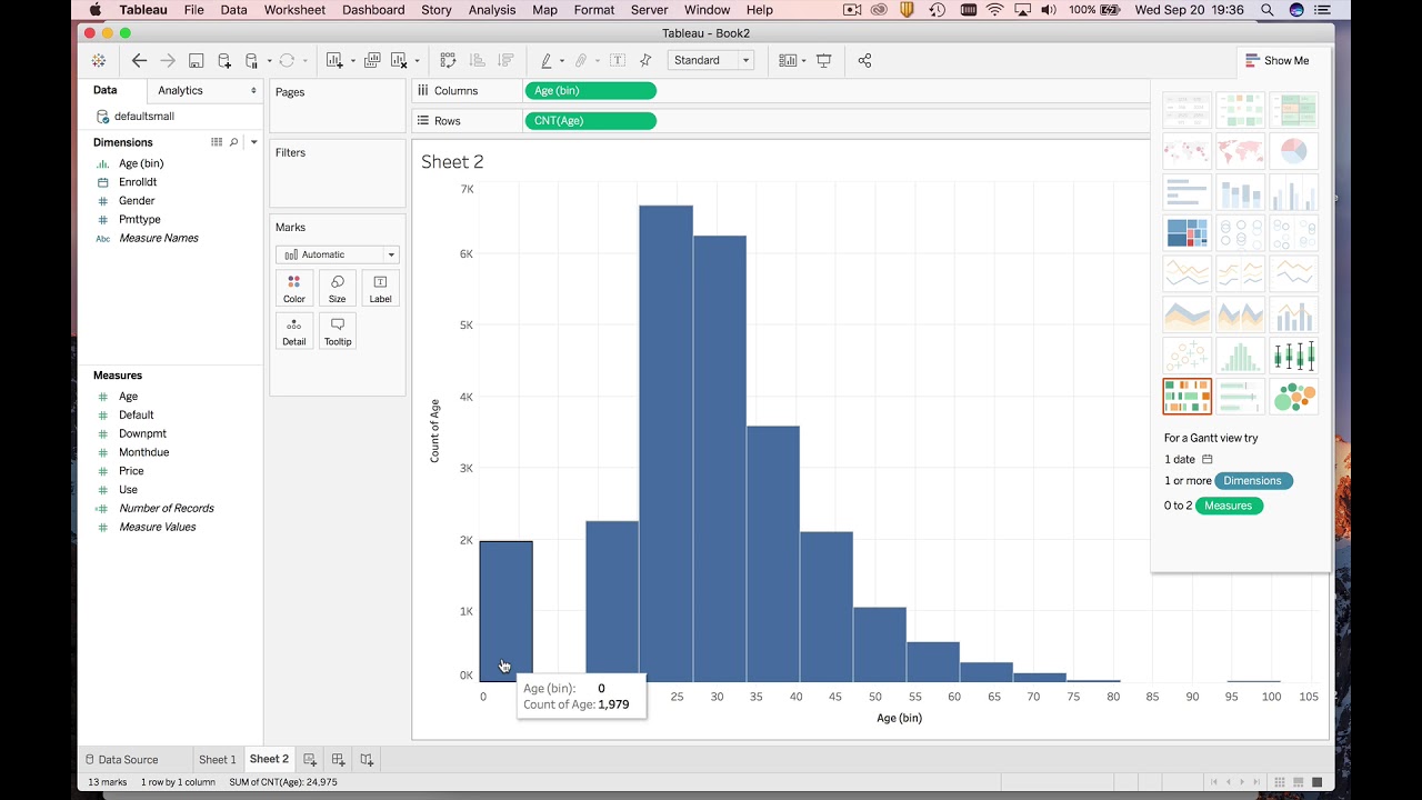 Tableau Frequency Chart