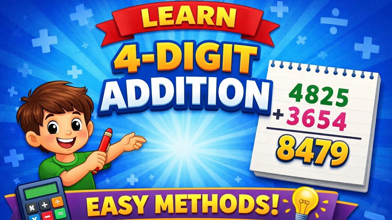 4-Digit Addition Made Easy | Learn Big Number Addition for Kids