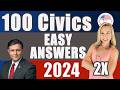 2024 100 Civics Questions and answers in RANDOM Order & SIMPLEST ANSWERS | REPEAT 2X