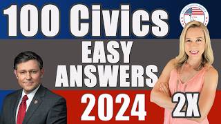 2024 100 Civics Questions and answers in RANDOM Order &amp; SIMPLEST ANSWERS | REPEAT 2X