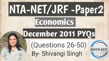 NET Economics PYQ| December 2011 Paper-2| Economics part 2