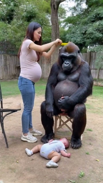 A woman who gave birth to gorillas. #animals #lovely #cute#gorilla