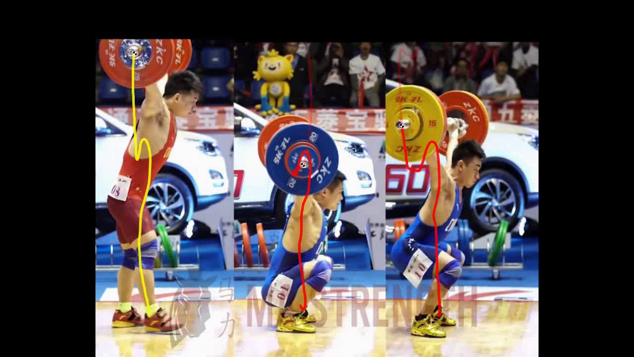 Tian Tao Lu Xiaojun and Liao Hui Snatch Comparison Bar path slow motion 01