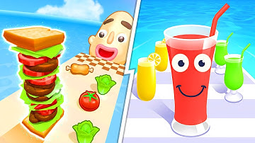 Sandwich Runner vs Juice Run 🥪🧃 Max Levels Walkthrough Update Gameplay | Android iOS Q20T1