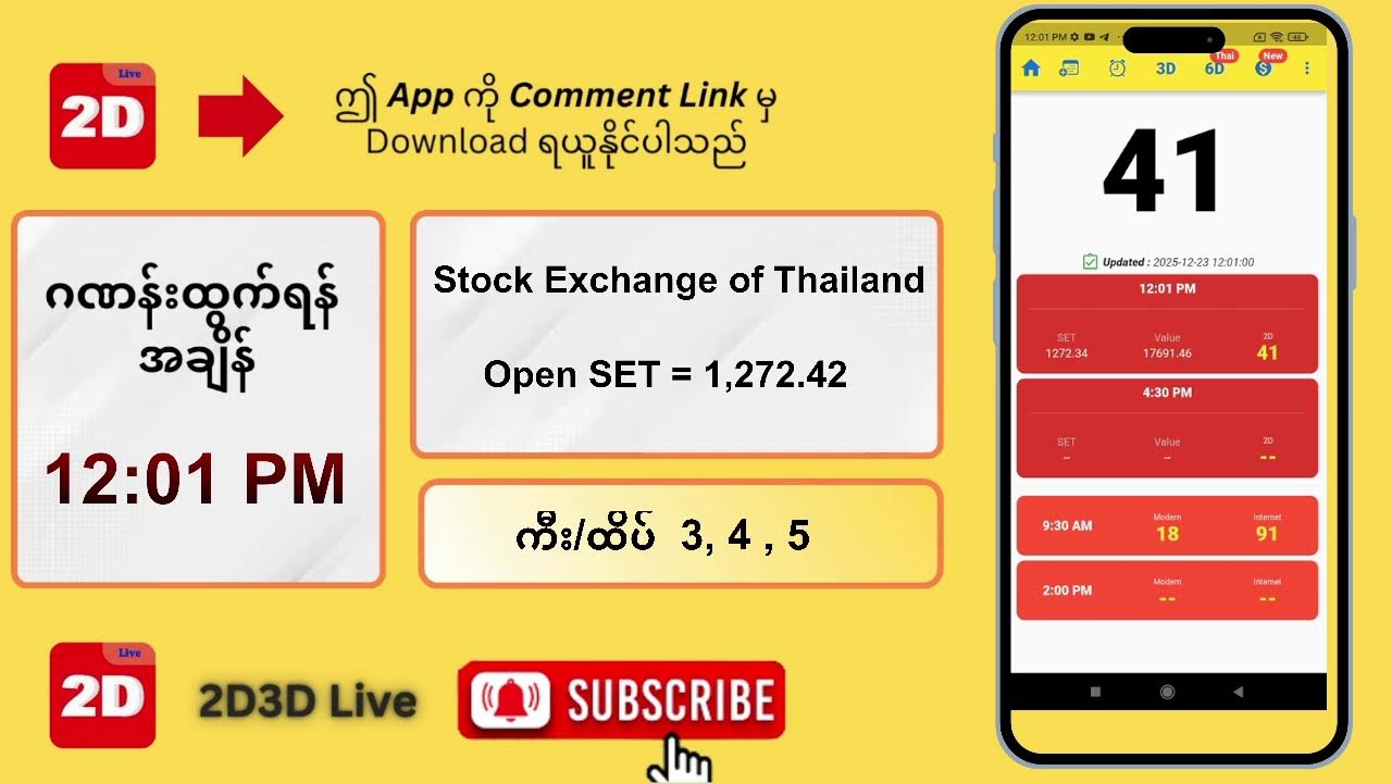 (23.12.2025) နေ့လည် (12:01 PM) 2D3D Live တိုက်ရိုက်