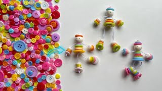 I Make Beautiful Doll from Buttons - Pretty Doll Keychain Tutorial -  Design Hack screenshot 4