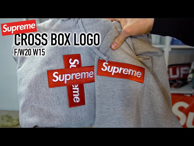 Supreme Cross Box Logo Hooded Sweatshirt Heather Grey